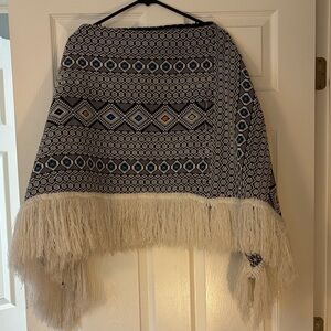 Vintage 1960s Pacaya Black White and black  Guatemalan Poncho
